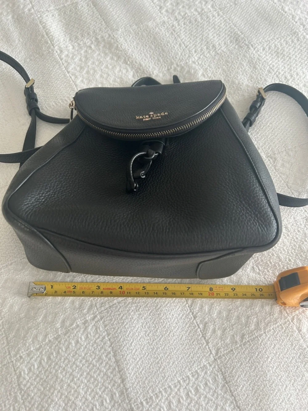 Kate Spade New York Lizzie Medium Flap Backpack - Black Saffiano Leather